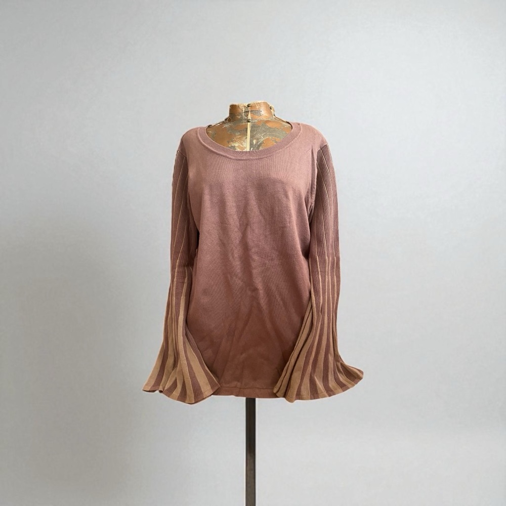 Attitudes by Renee Dusty Rose Bell Sleeve Top
